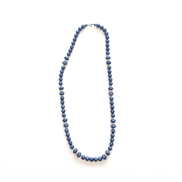 SET Vintage Navy Blue Beaded Necklaces - Picture 3 of 6